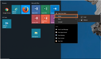 Desktop@UCL Windows 10 resize Tile…