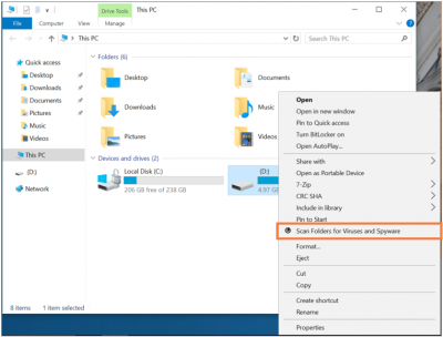 Desktop@UCL Windows 10 USB Scan Folders for Viruses and Spyware…