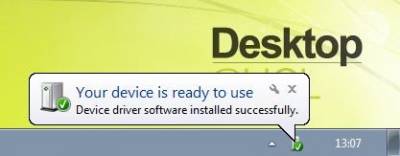 Your device is ready to use message…