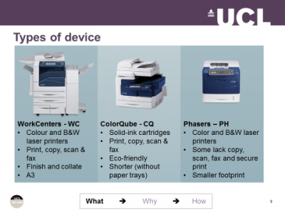 Types of Print @ UCL devices…