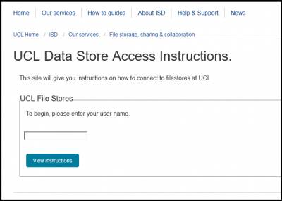 UCL Data Store Access - Enter User Name…