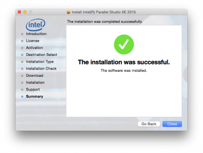 The installation was successful…