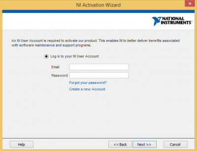 Log in to NI user account…