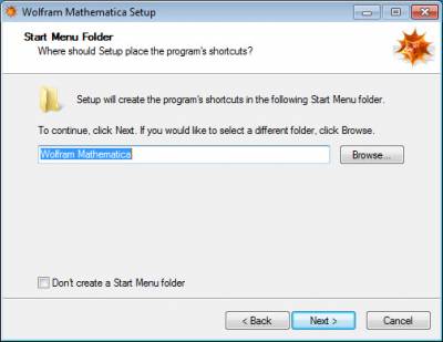 Select start menu folder…