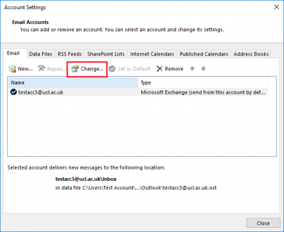 Fig 2. Location of Change option within Email tab…