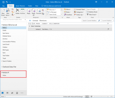 Fig 6. Illustration of where the new folder will appear in the Outlook window…