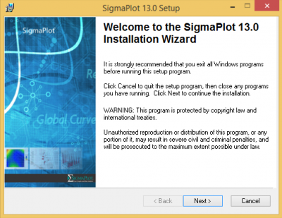 SigmaPlot install wizard…