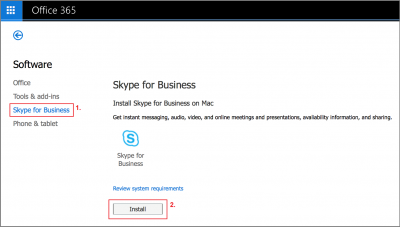 Fig 2. Downloading the Skype for Business installer from the Software page.…