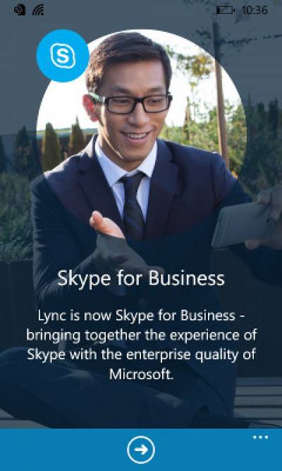 Fig 2. Skype for Business Welcome screen…