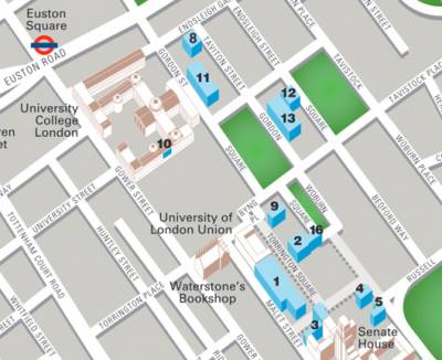 Fig 1. Locations map of teaching spaces at Birkbeck…