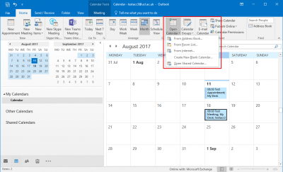 Fig 1. Open Calendar and From Address Book options…