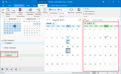 Fig 3. Example of calendars being displayed side by side…