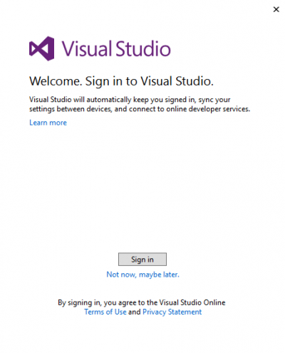Sign in to Visual Studio…