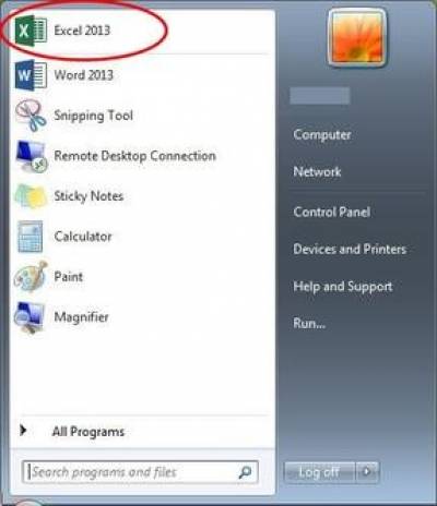 Pinned application on the Windows 7 start menu…