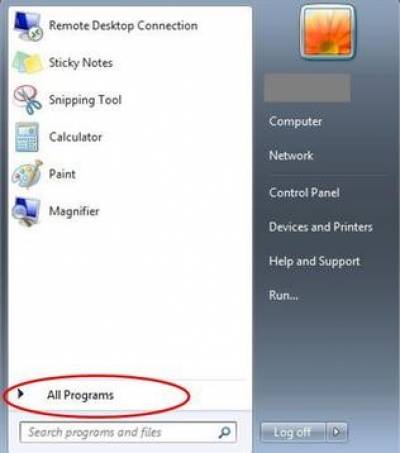 All programs on the windows 7 start menu…