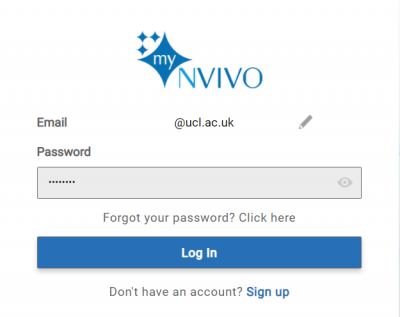 myNvivo Log in ucl email