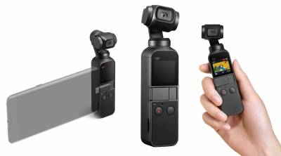Montage image of OSMO Pocket camera showing product from different angles
