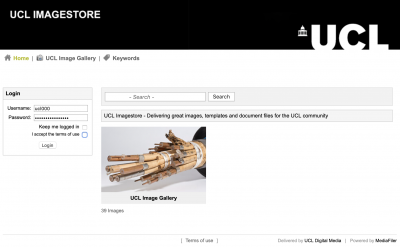 Screen shot of Imagestore login page