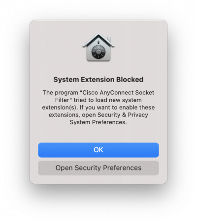 System Extension Blocked window