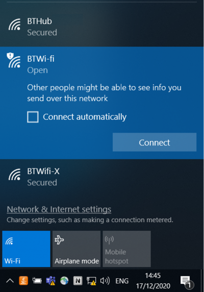Windows 10 available networks