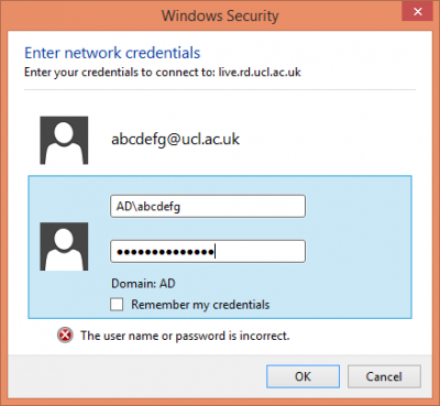 Windows 8.1 security credentials window