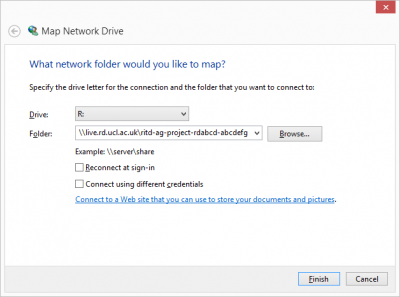The Map network Drive dialogue box.