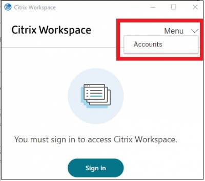 Citrix Workspace Account page