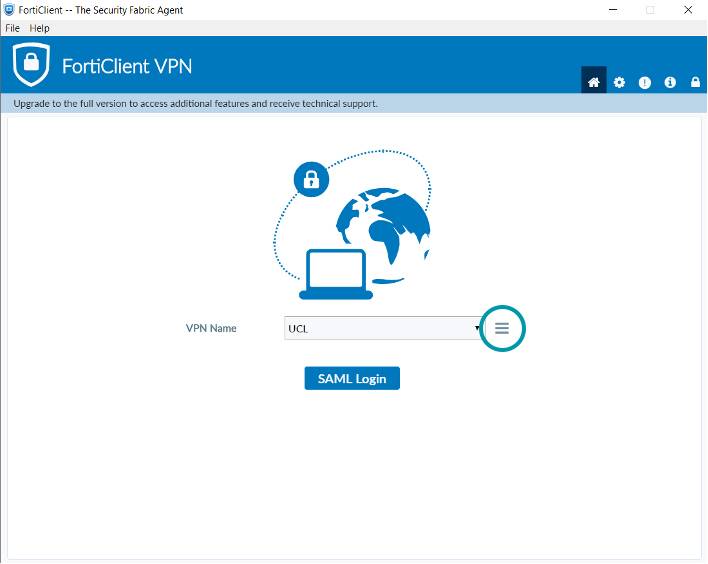 FortiClient VPN connection settings