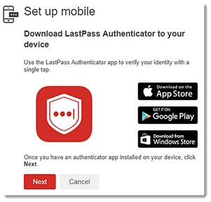 LastPass authenticator mobile set up