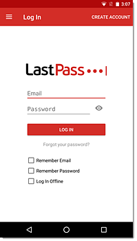 LastPass login box Android