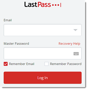 LastPass login box