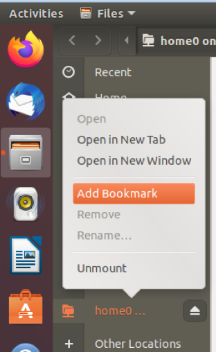 Linux Add Bookmark to Files menu