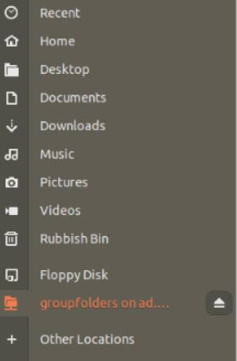 Left menu of Files application