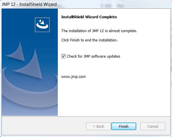 JMP InstallShield Wizard Complete…