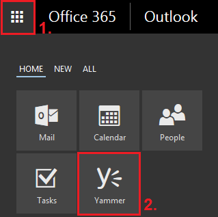 Yammer within the Office 365 tile menu…