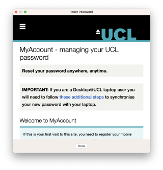 UCL Password Change Page