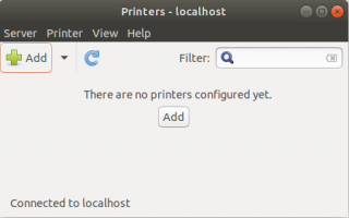 Ubuntu printers dialogue box