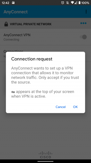 AnyConnect connection request