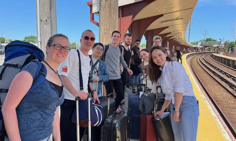 AK, Dejan, Mao, Taylor, Matt, lydia, and Ying heading home from Cold Spring Harbor Retrovirus Conference, May 2023