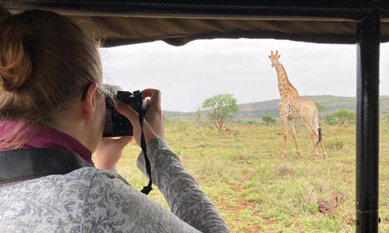 AK and a giraffe in South Africa, Nov 2022