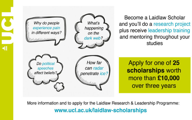 UCL Laidlaw Scholarship flyer