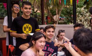 Faraj socialising with other Pre-University Summer School students 