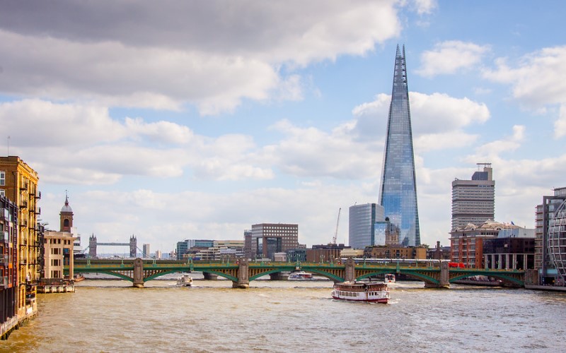 London Skyline featuring the Shard, Tower and Southwark Bridges