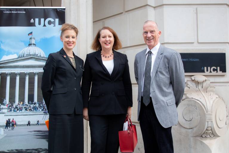The Attorney General with Professor Eloise Scotford and Provost Michael Spence