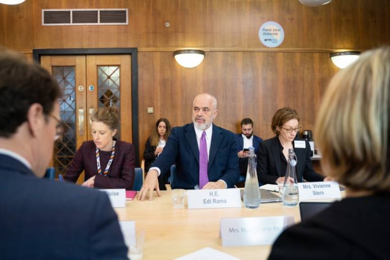 Albanian Prime Minister Edi Rama at the UCL Laws, FCDO and British Council roundtable discussion