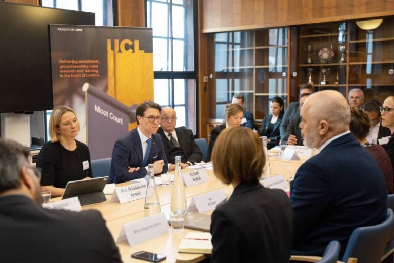 Andi Hoxhaj at the UCL Laws, FCDO and British Council roundtable discussion