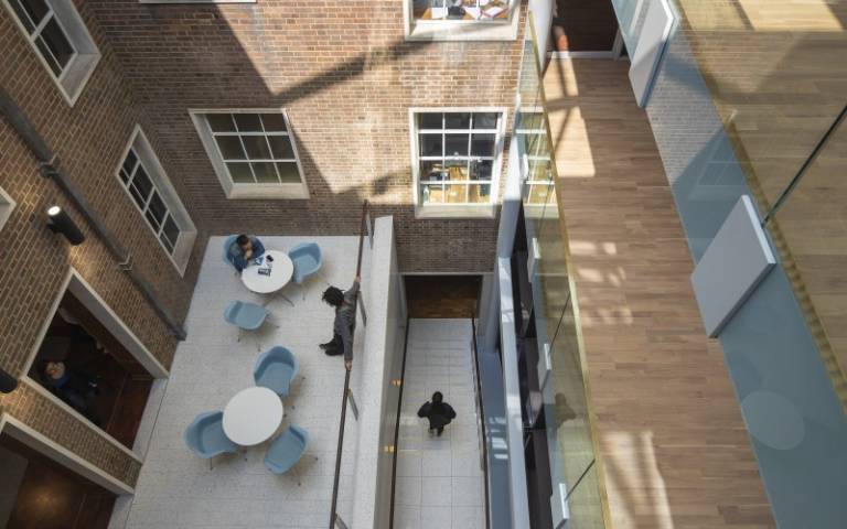 Bentham House hub and stairs
