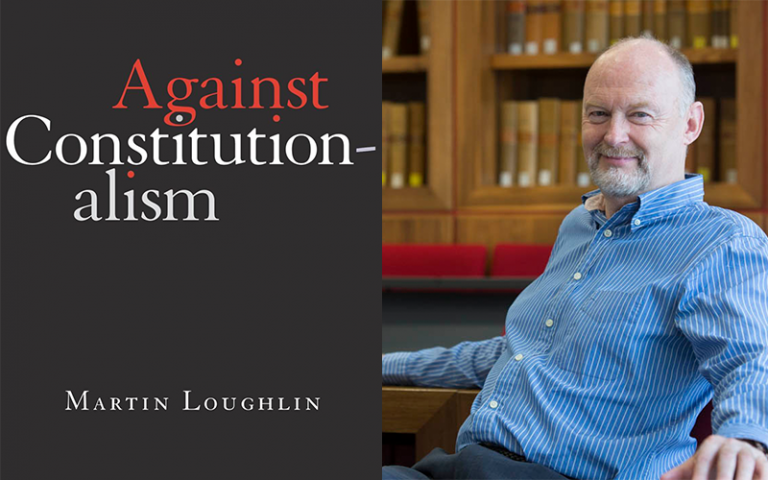 Image of book cover and professor loughlin