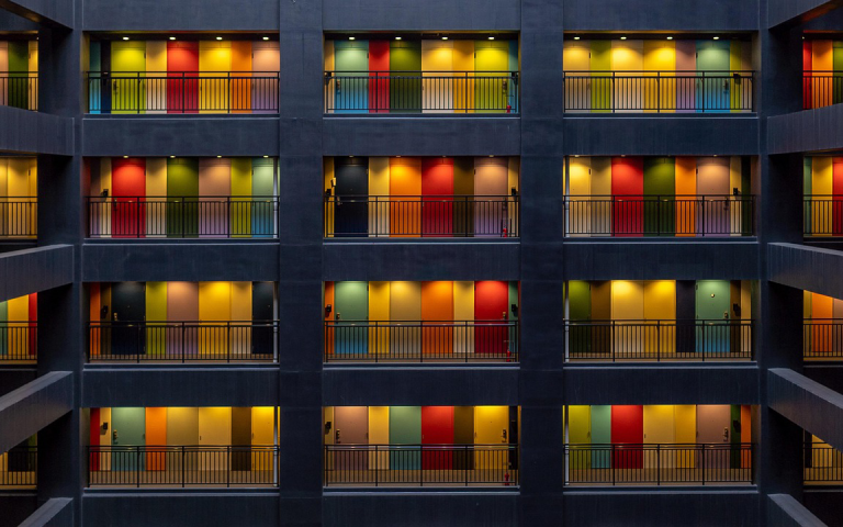 Image of colourful apartment doors