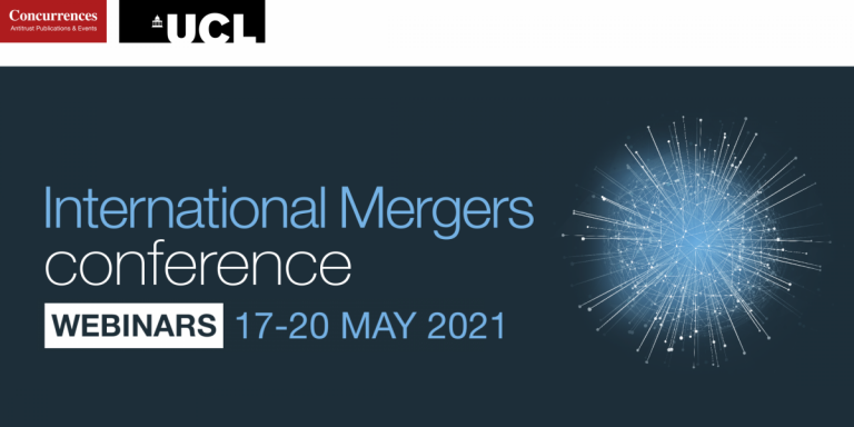 Webinar banner for mergers conference - UCL and Concurrences